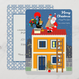 Kerstman ontmoet de Portugese Haan Kaart