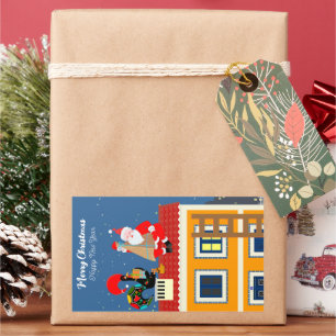 Kerstman ontmoet de Portugese Haan Rechthoekige Sticker