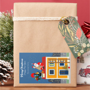 Kerstman ontmoet de Portugese Haan Rechthoekige Sticker