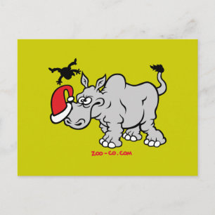 Kerstman ontmoet een neushoorn feestdagenkaart
