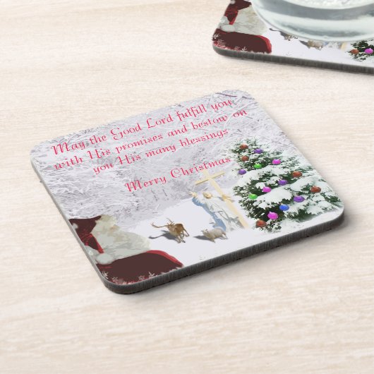 Kerstman ontmoet Jezus Bier Onderzetter (Linkerzijde)