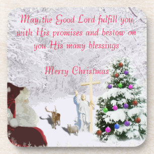 Kerstman ontmoet Jezus Bier Onderzetter