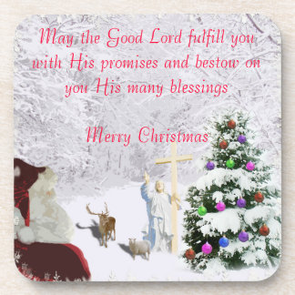 Kerstman ontmoet Jezus Bier Onderzetter