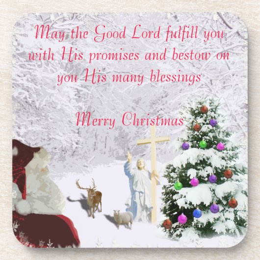 Kerstman ontmoet Jezus Bier Onderzetter (Voorkant)