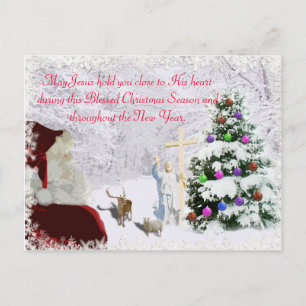 Kerstman ontmoet Jezus Feestdagenkaart