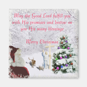 Kerstman ontmoet Jezus Magneet