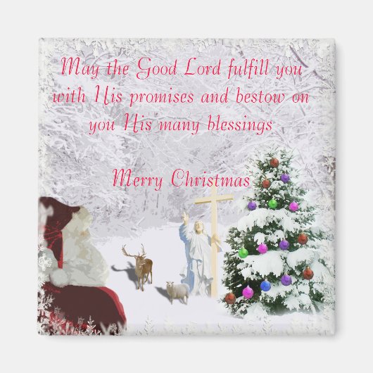 Kerstman ontmoet Jezus Magneet (Voorkant)