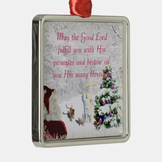 Kerstman ontmoet Jezus Metalen Ornament (Rechts)