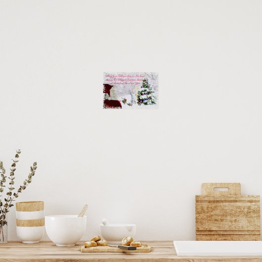 Kerstman ontmoet Jezus Poster (Keuken)