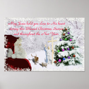 Kerstman ontmoet Jezus Poster