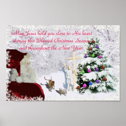 Kerstman ontmoet Jezus Poster (Voorkant)