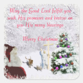 Kerstman ontmoet Jezus Vierkante Sticker (Voorkant)