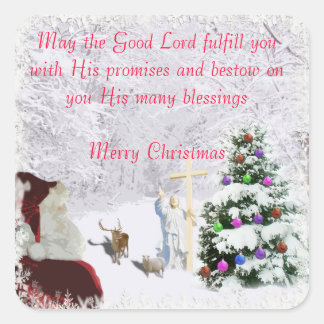 Kerstman ontmoet Jezus Vierkante Sticker