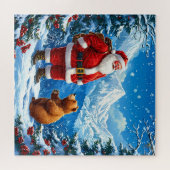 Kerstman ontmoet vriendelijk Beer in Snowy Mountai Legpuzzel (Horizontaal)