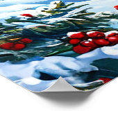 Kerstman ontmoet vriendelijk Beer in Snowy Mountai Poster (Hoek)