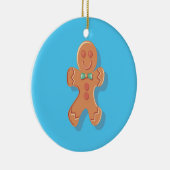 kerstman op blauw kerstbrood keramisch ornament (Rechts)