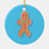 kerstman op blauw kerstbrood keramisch ornament (Voorkant)