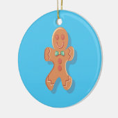 kerstman op blauw kerstbrood keramisch ornament (Links)
