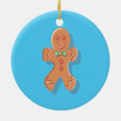 kerstman op blauw kerstbrood keramisch ornament (Achterkant)