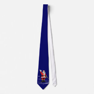 Kerstman op blauwe kerst stropdas
