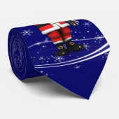 Kerstman op blauwe kerst stropdas (Opgerold)