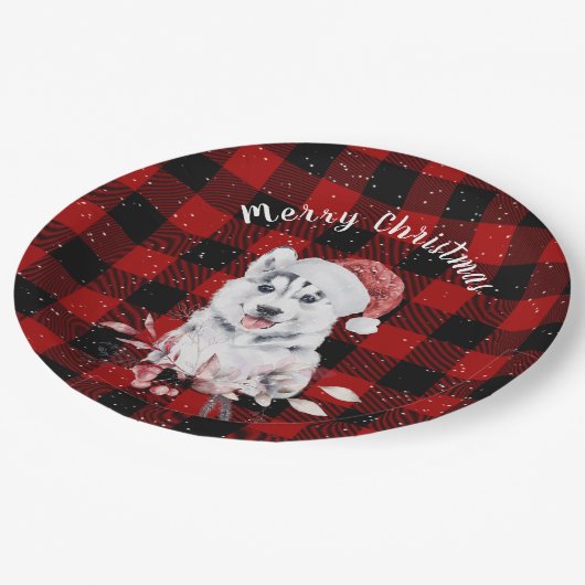 Kerstman op Buffalo Play Papieren Bordje (Gekanteld)