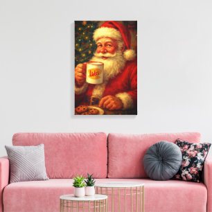 Kerstman op canvas met vintage-uitstraling afdruk