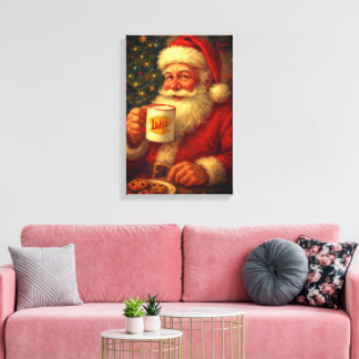 Kerstman op canvas met vintage-uitstraling afdruk