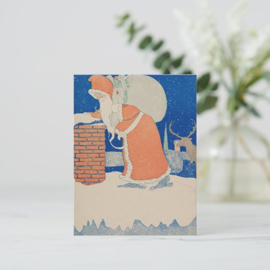 kerstman op Chimney Illustration Feestdagenkaart (Staand voorkant)