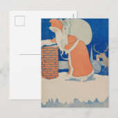 kerstman op Chimney Illustration Feestdagenkaart (Voorkant / Achterkant)