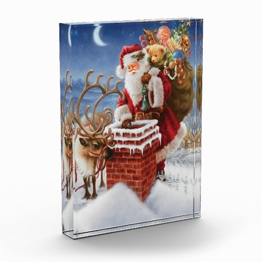 Kerstman Op Dak Fotoblok (Links)