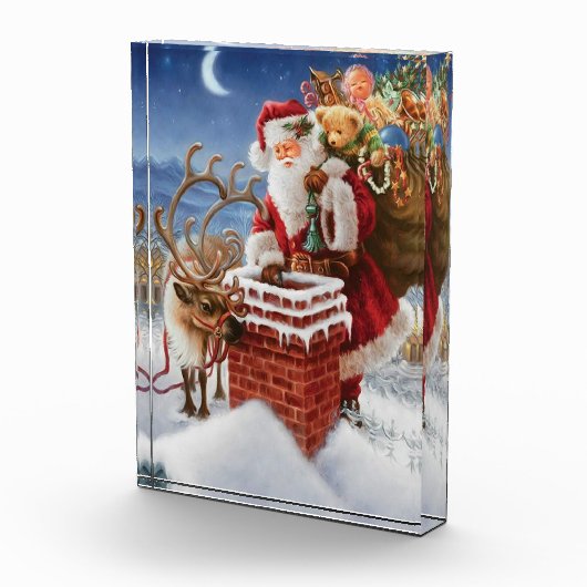 Kerstman Op Dak Fotoblok (Rechts)