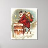 Kerstman op dak in Victoriaanse stijl Canvas Afdruk (Voorkant)