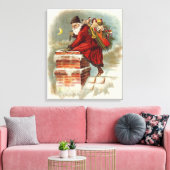 Kerstman op dak in Victoriaanse stijl Canvas Afdruk (Insitu (Woonkamer))