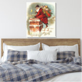 Kerstman op dak in Victoriaanse stijl Canvas Afdruk (Insitu (Slaapkamer))