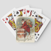 Kerstman op dak in Victoriaanse stijl Pokerkaarten (Achterkant)