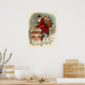 Kerstman op dak in Victoriaanse stijl Poster (Keuken)