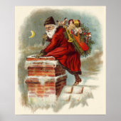 Kerstman op dak in Victoriaanse stijl Poster (Voorkant)