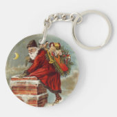 Kerstman op dak in Victoriaanse stijl Sleutelhanger (Achterkant)