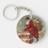 Kerstman op dak in Victoriaanse stijl Sleutelhanger (Voorkant)
