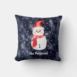 kerstman op de achtergrond van Dark Blue Snowy Kussen