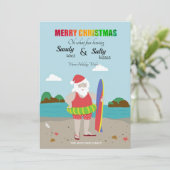 Kerstman op de Beach-feestkaart Feestdagenkaart (Staand voorkant)