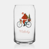 Kerstman op de fiets Kinder gepersonaliseerde melk Blikvorm Glas (Voorkant)