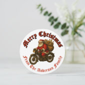 Kerstman op de motorfiets Kerstmis Feestdagenkaart (Staand voorkant)