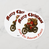 Kerstman op de motorfiets Kerstmis Feestdagenkaart (Voorkant / Achterkant)