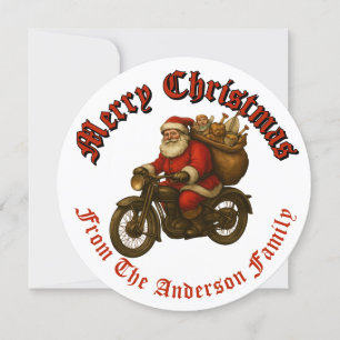 Kerstman op de motorfiets Kerstmis Feestdagenkaart