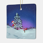 Kerstman op de Noordpool Keramisch Ornament (Links)