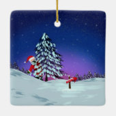 Kerstman op de Noordpool Keramisch Ornament (Achterkant)