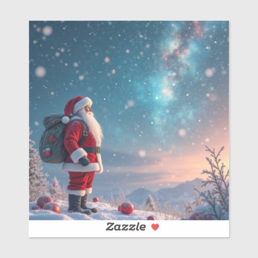 Kerstman op de Noordpool Sticker (Vel)