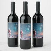 Kerstman op de Noordpool Wijn Etiket (Flessen)